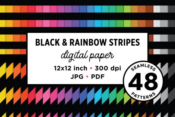 Black Rainbow Seamless Stripe Patterns
