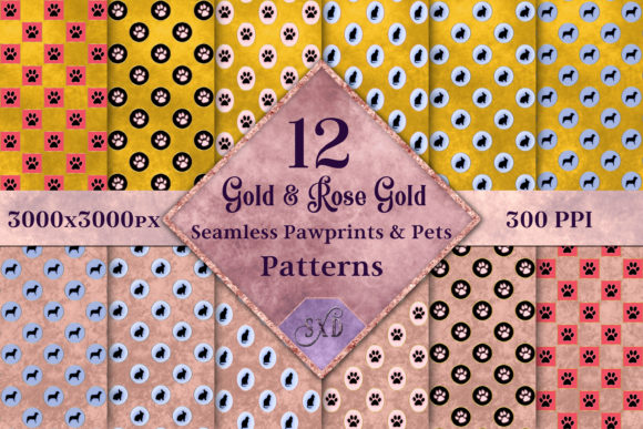 Gold Rose Gold Seamless Pet Patterns