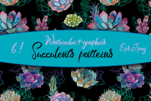 Watercolor Patterns with Succulents